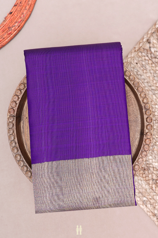 Kanchipuram Silk Saree In Regal Purple With Zari Border
