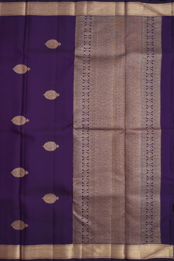 Kanchipuram Silk Saree In Regal Purple With Zari Border