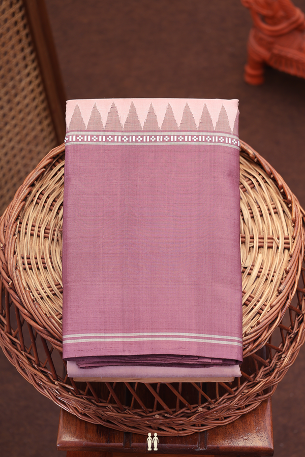 Kanchipuram Silk Saree In Rose Beige Wit Contrast Border
