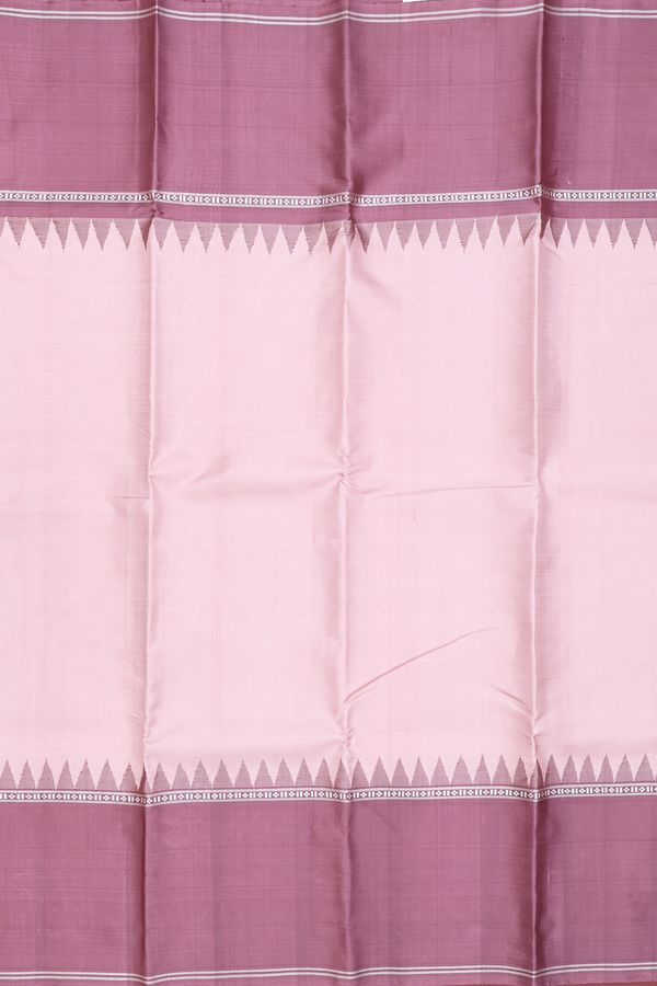 Kanchipuram Silk Saree In Rose Beige Wit Contrast Border