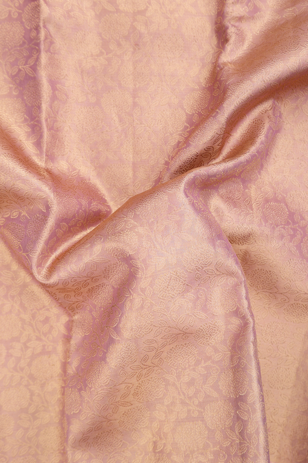 Kanchipuram Silk Saree In Rose Gold Tissue With Floral Design