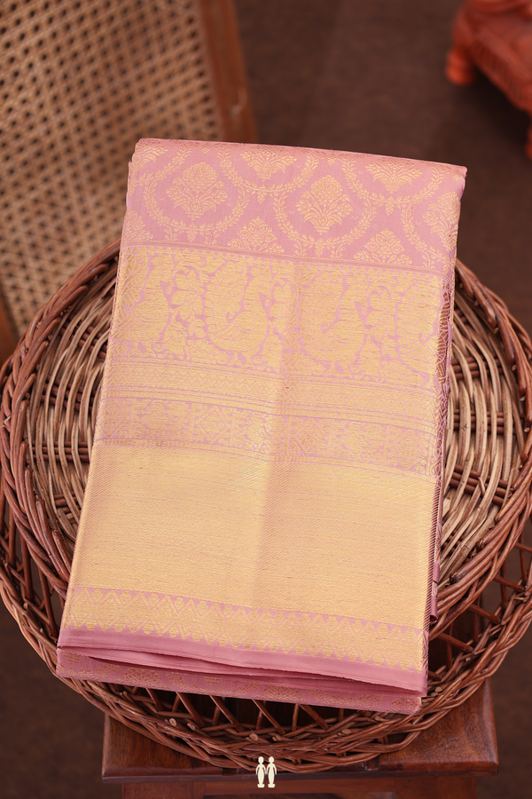 Kanchipuram Silk Saree In Rose Gold With Brocade Design
