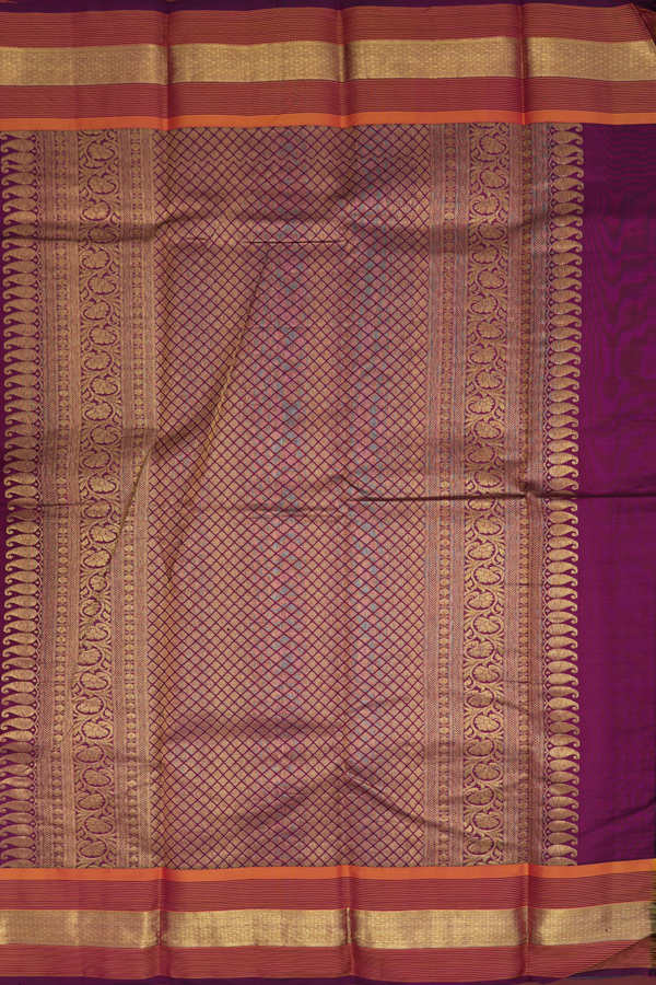 Kanchipuram Silk Saree In Rose Pink With Checked Design