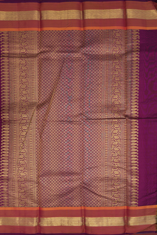 Kanchipuram Silk Saree In Rose Pink With Checked Design