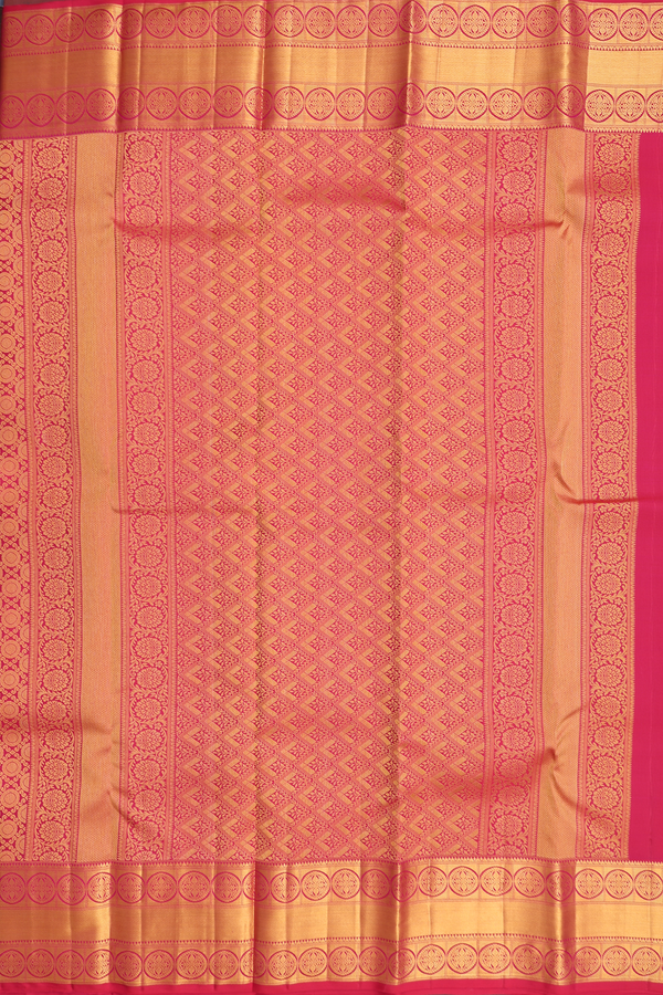 Kanchipuram Silk Saree In Rose Red With Brocade Design