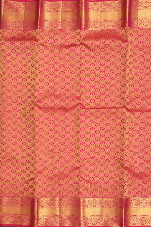 Kanchipuram Silk Saree In Rose Red With Brocade Design
