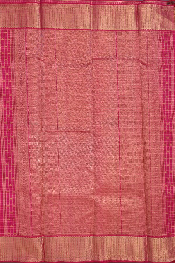 Kanchipuram Silk Saree In Rose Red With Checks Along Buttas
