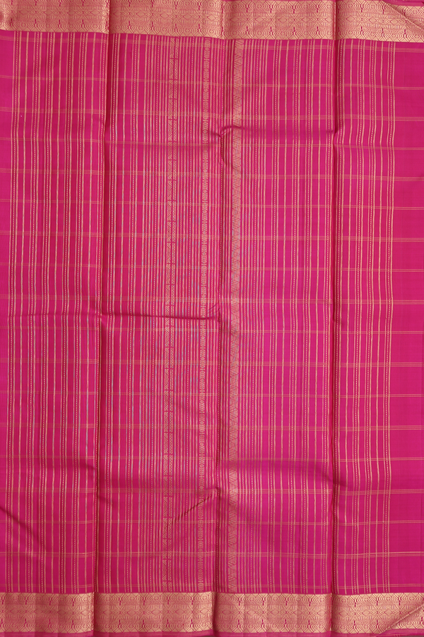 Kanchipuram Silk Saree In Rose Red With Checks Design