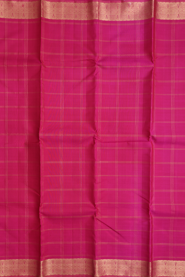 Kanchipuram Silk Saree In Rose Red With Checks Design