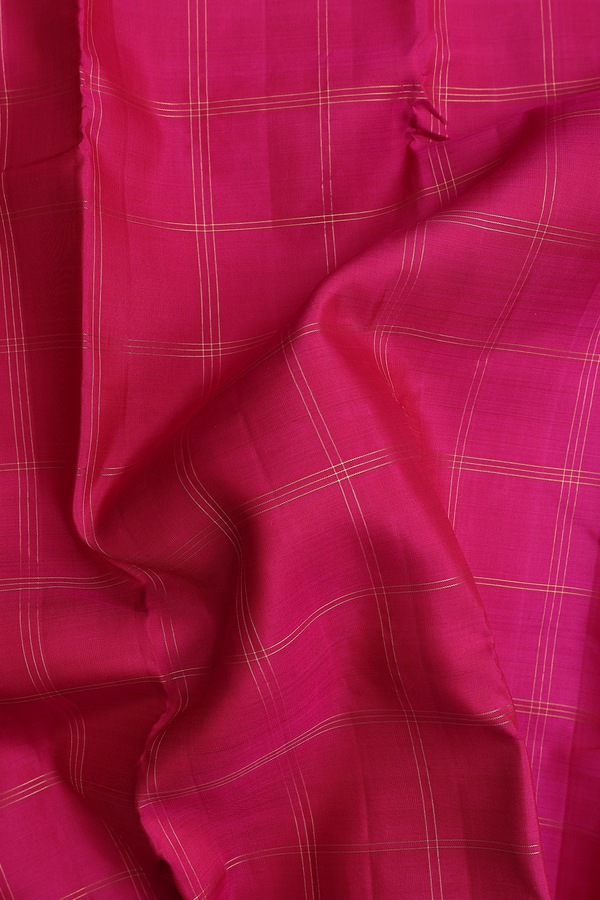 Kanchipuram Silk Saree In Rose Red With Checks Design