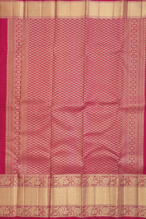 Kanchipuram Silk Saree In Rose Red With Floral Design