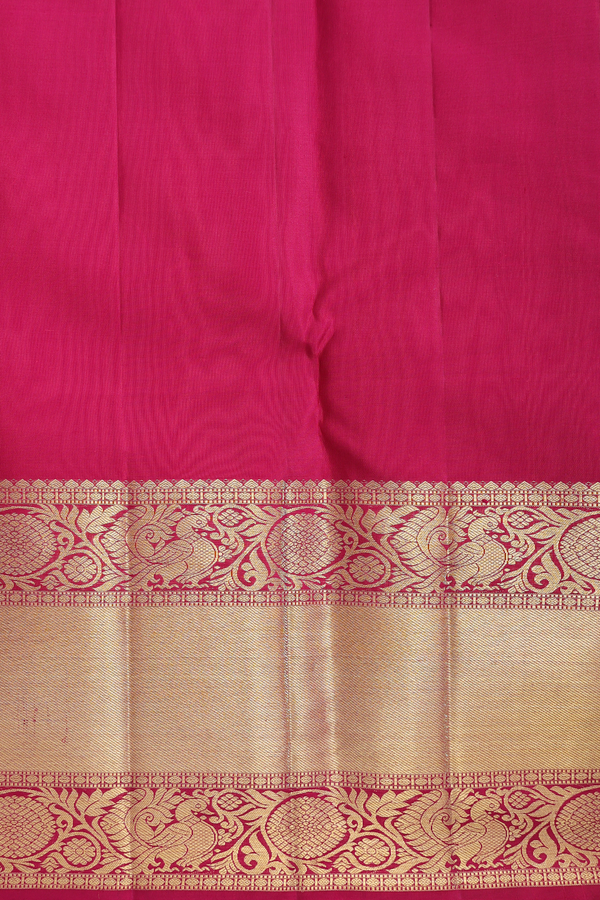 Kanchipuram Silk Saree In Rose Red With Floral Design