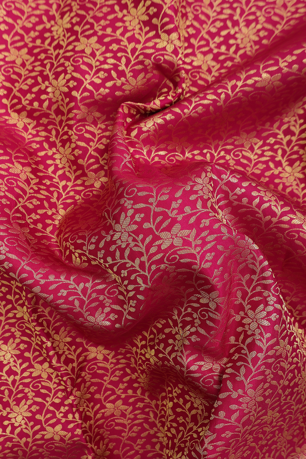 Kanchipuram Silk Saree In Rose Red With Floral Design
