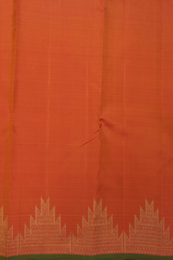 Kanchipuram Silk Saree In Rose Red With Paisley Buttas