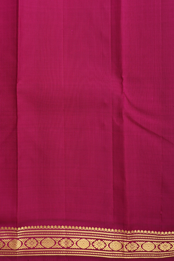 Kanchipuram Silk Saree In Rose Red With Peacock Buttas