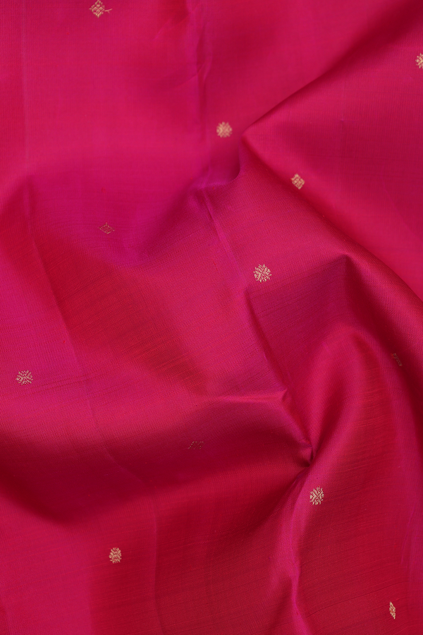 Kanchipuram Silk Saree In Rose Red With Zari Buttis