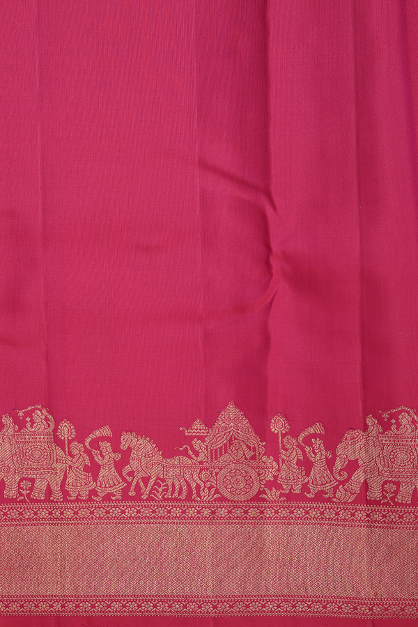 Kanchipuram Silk Saree In Dark Pink With Zari Buttas