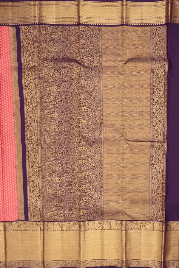 Kanchipuram Silk Saree In Peach Pink With Brocade Design