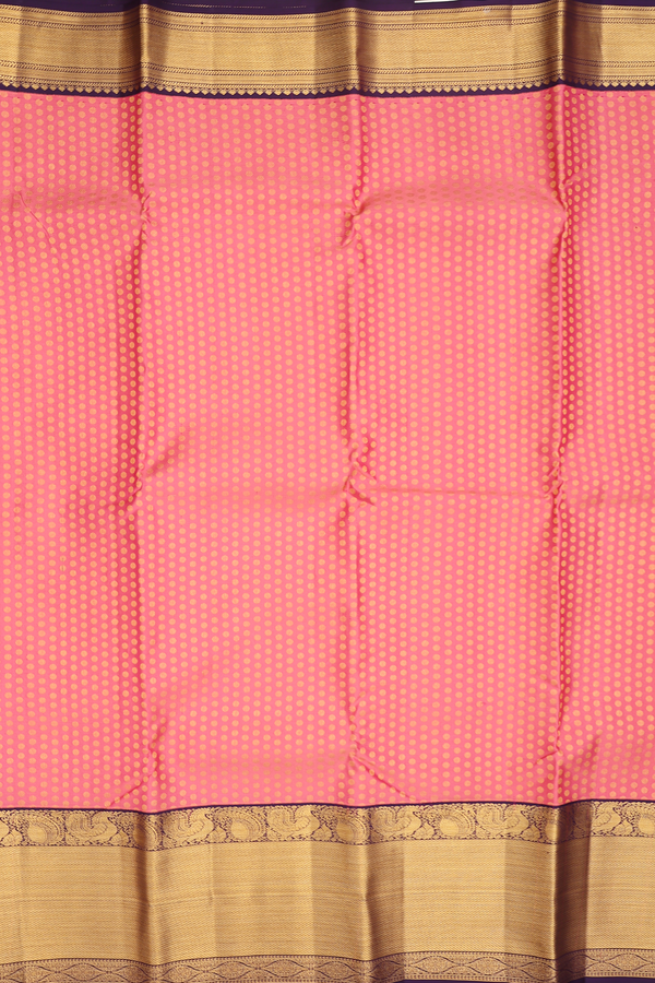 Kanchipuram Silk Saree In Peach Pink With Brocade Design