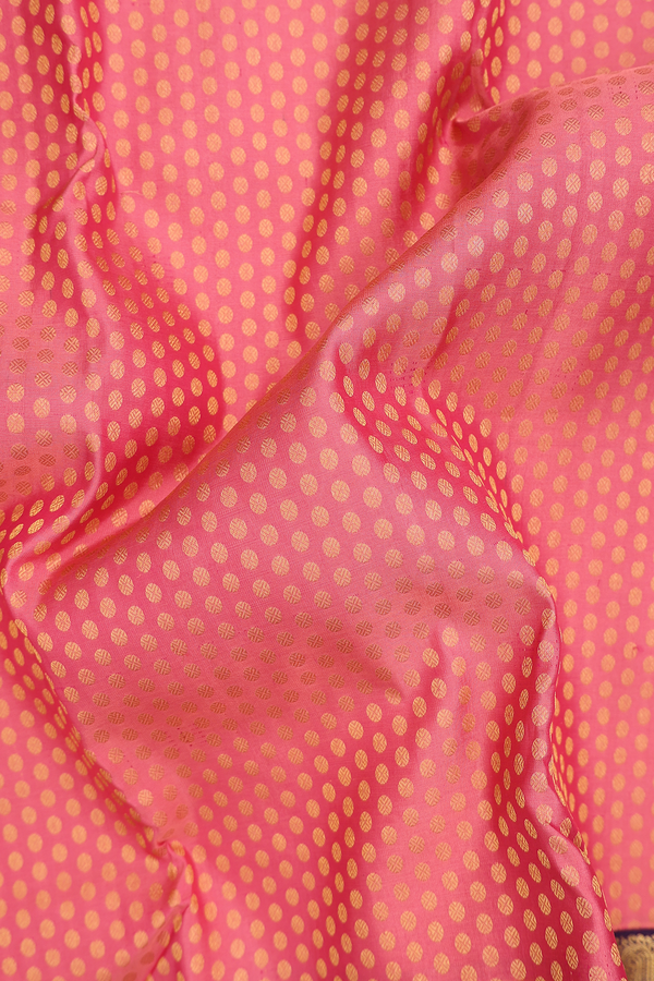 Kanchipuram Silk Saree In Peach Pink With Brocade Design