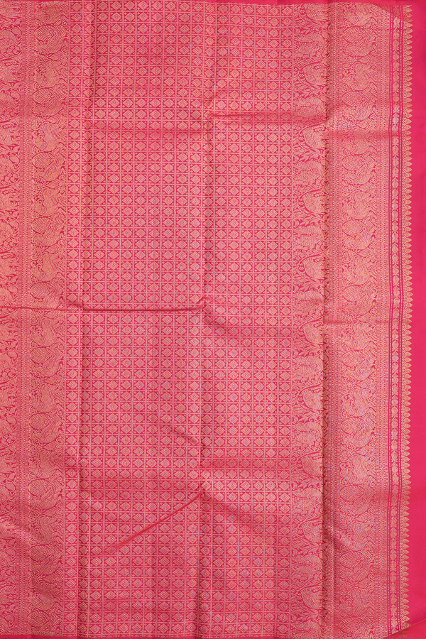 Kanchipuram Silk Saree In Royal Blue Along Stripes With Buttas