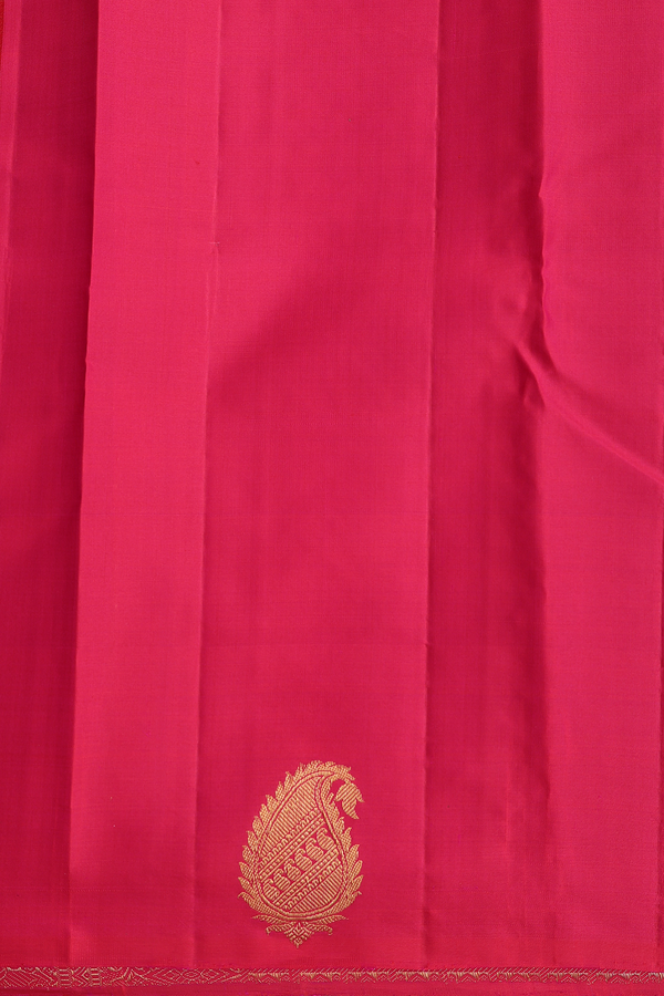 Kanchipuram Silk Saree In Royal Blue Along Stripes With Buttas