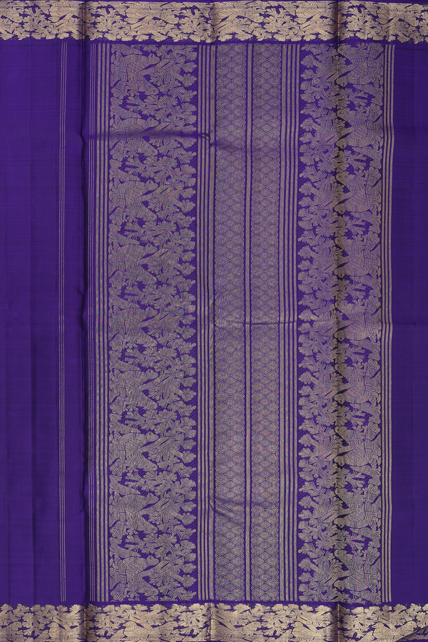 Kanchipuram Silk Saree In Royal Blue With Bird Buttas