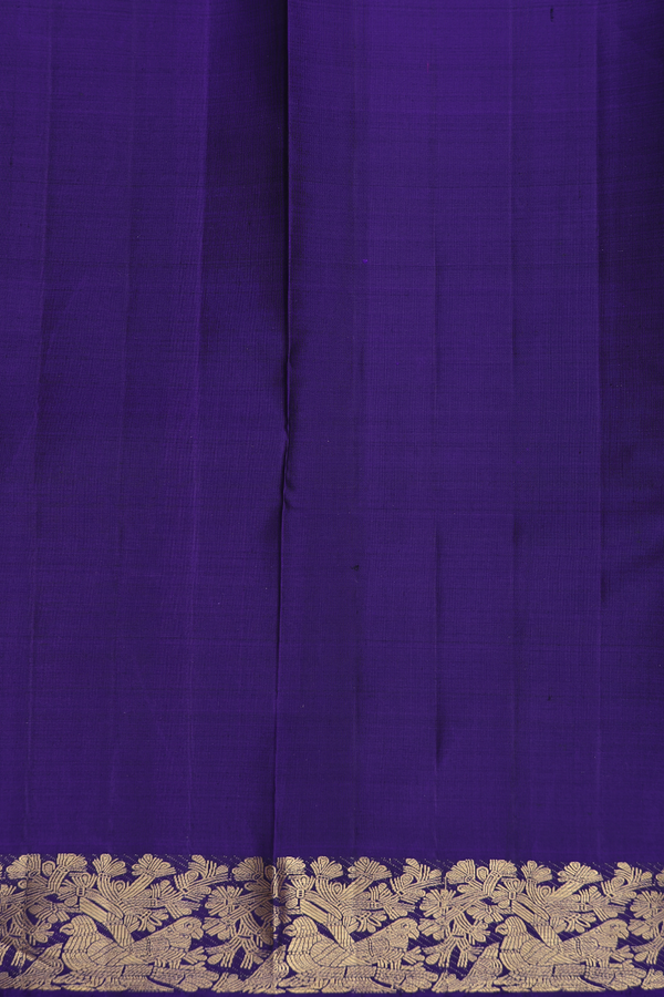 Kanchipuram Silk Saree In Royal Blue With Bird Buttas