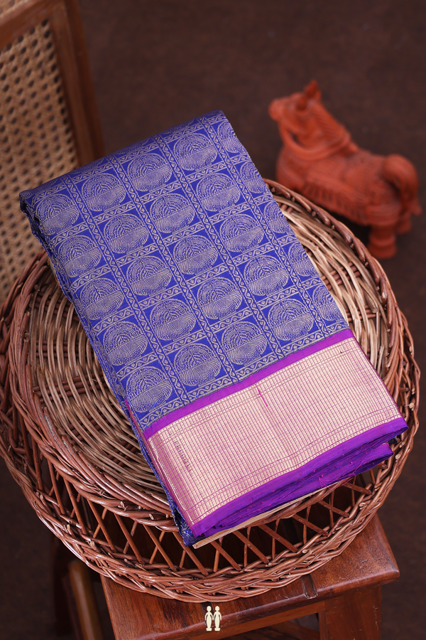 Kanchipuram Silk Saree In Royal Blue With Brocade Design