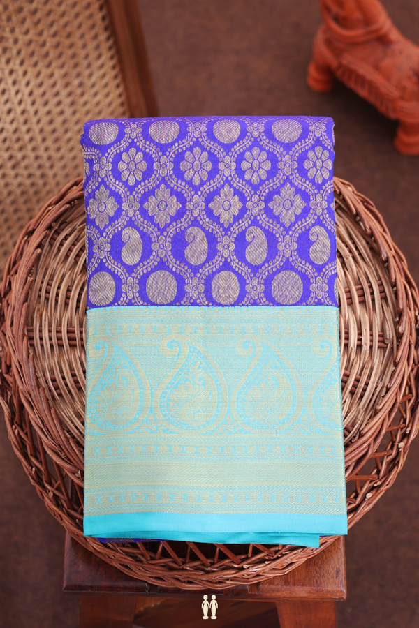 Kanchipuram Silk Saree In Royal Blue With Brocade Design