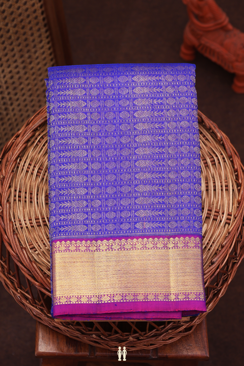 Kanchipuram Silk Saree In Royal Blue With Brocade Design