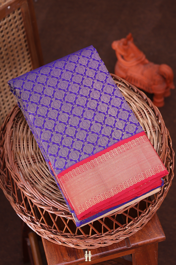 Kanchipuram Silk Saree In Royal Blue With Brocade Design