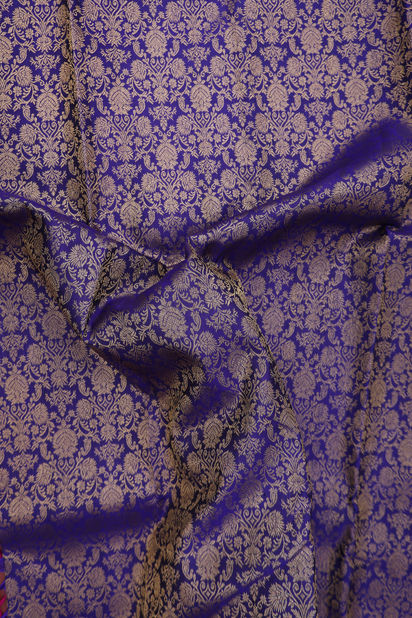 Kanchipuram Silk Saree In Royal Blue With Brocade Design