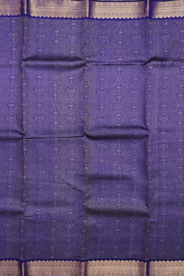 Kanchipuram Silk Saree In Royal Blue With Brocade Design