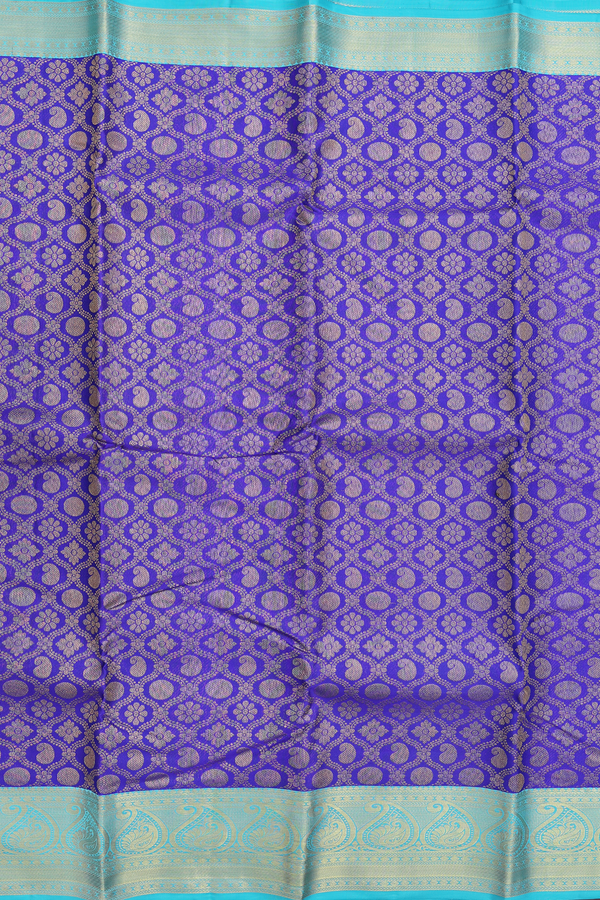 Kanchipuram Silk Saree In Royal Blue With Brocade Design