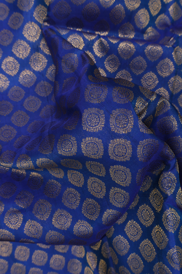 Kanchipuram Silk Saree In Royal Blue With Brocade Design