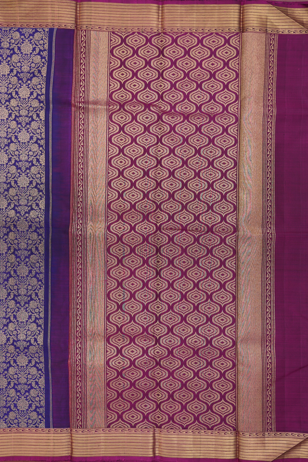 Kanchipuram Silk Saree In Royal Blue With Brocade Design