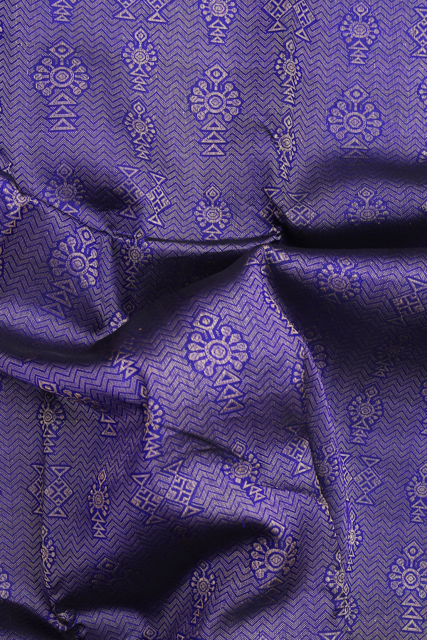 Kanchipuram Silk Saree In Royal Blue With Brocade Design
