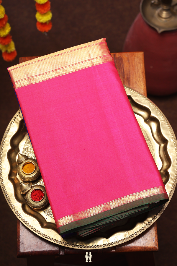 Kanchipuram Silk Saree In Royal Blue With Chakram Buttas