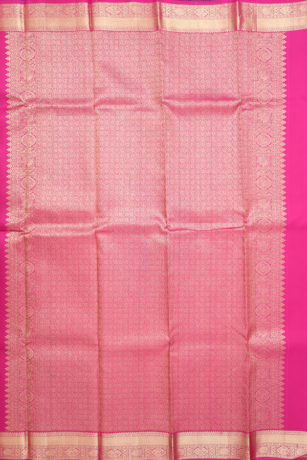 Kanchipuram Silk Saree In Royal Blue With Chakram Buttas