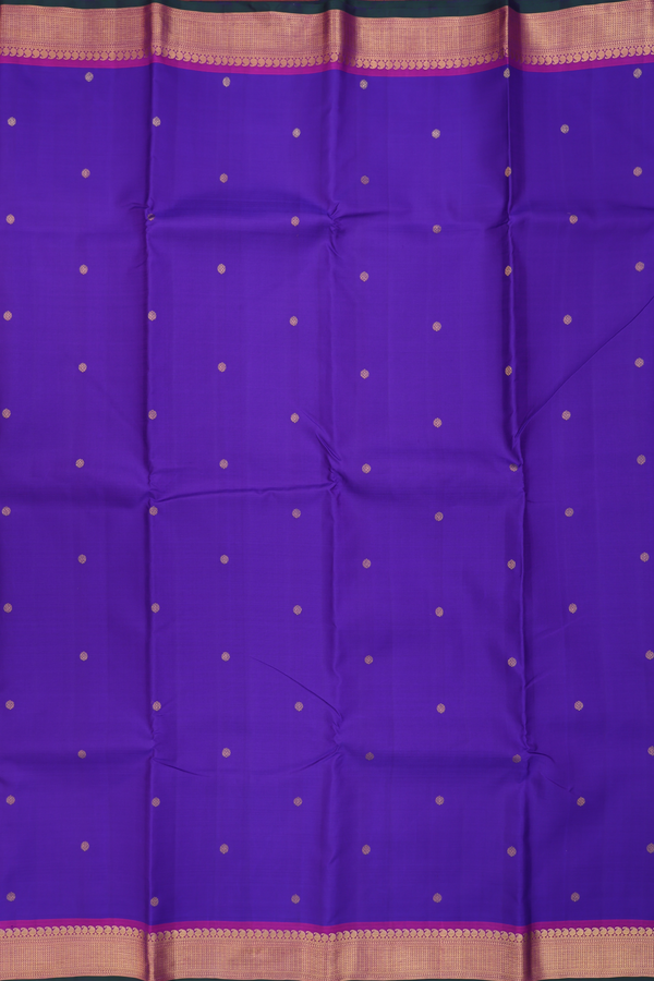 Kanchipuram Silk Saree In Royal Blue With Chakram Buttas