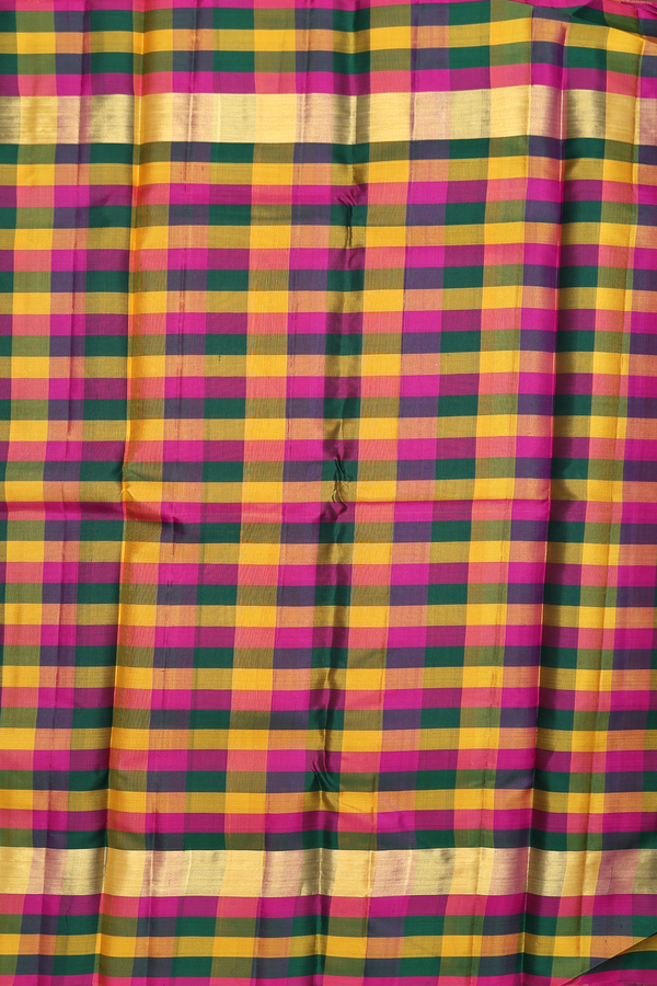 Kanchipuram Silk Saree In Purple With Checks Border