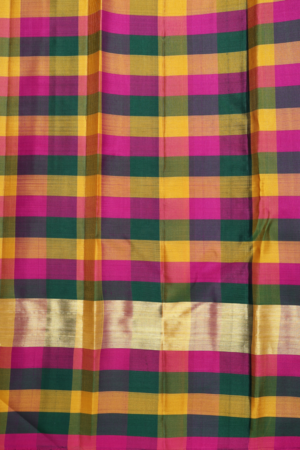 Kanchipuram Silk Saree In Purple With Checks Border