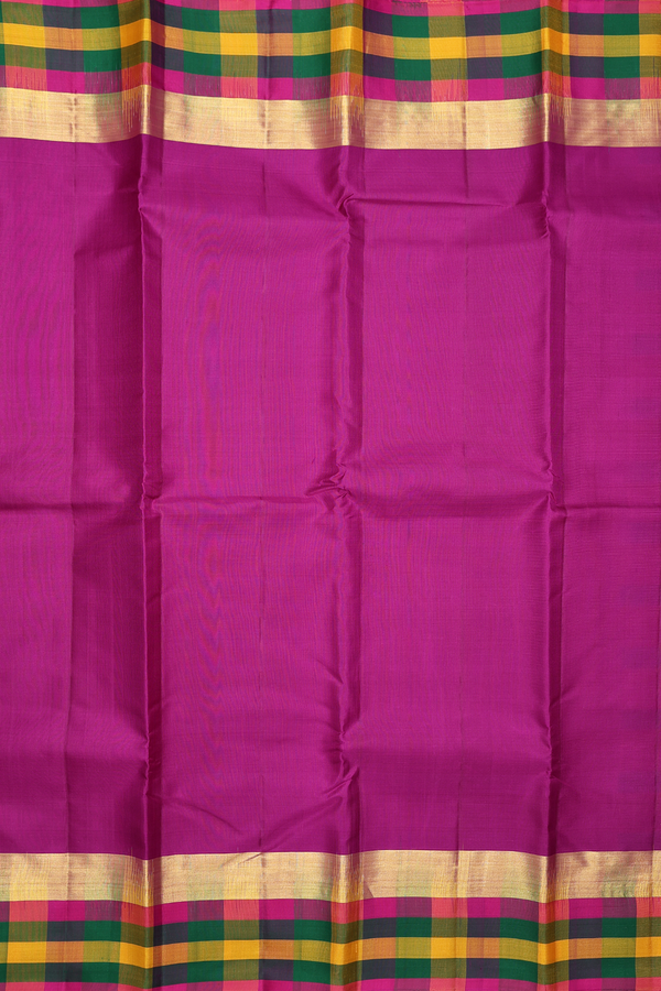 Kanchipuram Silk Saree In Purple With Checks Border