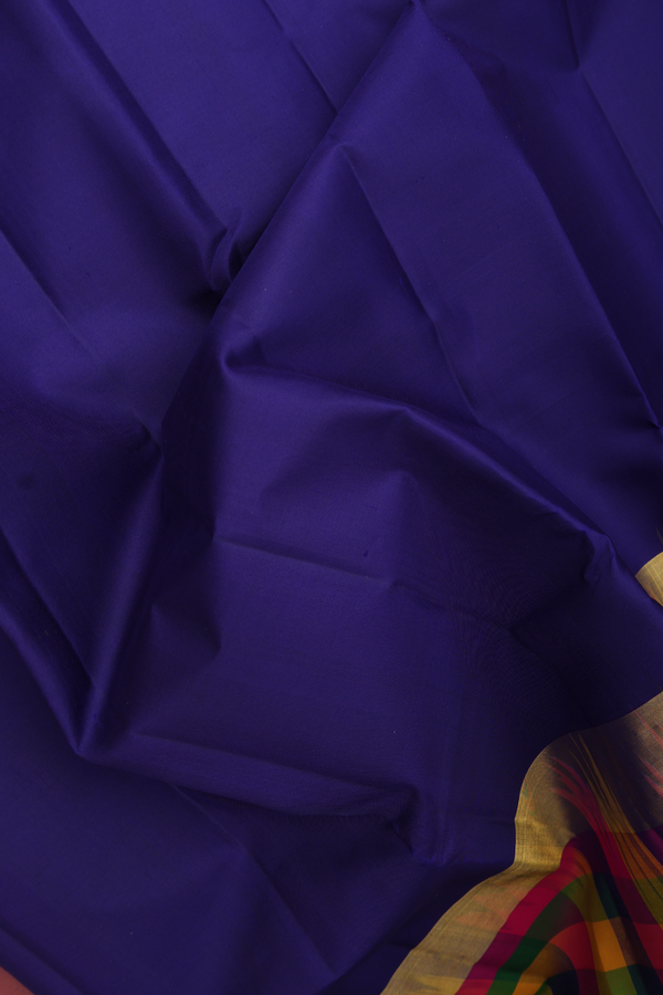 Kanchipuram Silk Saree In Royal Blue With Checks Border