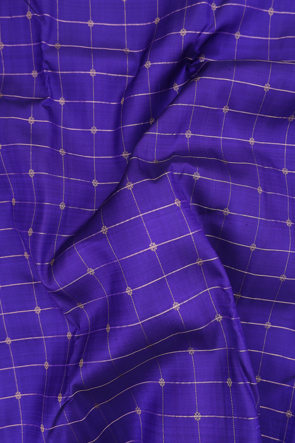Kanchipuram Silk Saree In Royal Blue With Checks Design