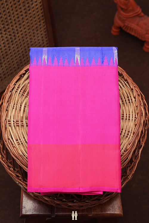 Kanchipuram Silk Saree In Royal Blue With Checks Design