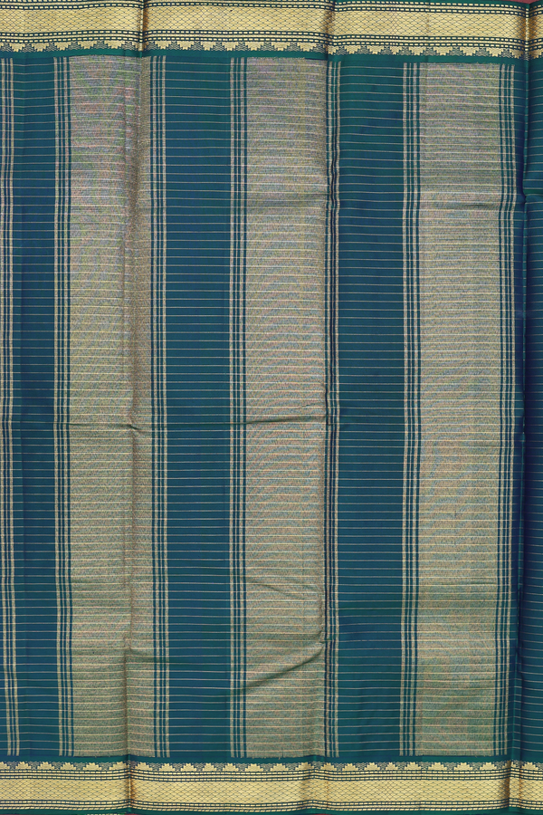 Kanchipuram Silk Saree In Royal Blue With Checks Design