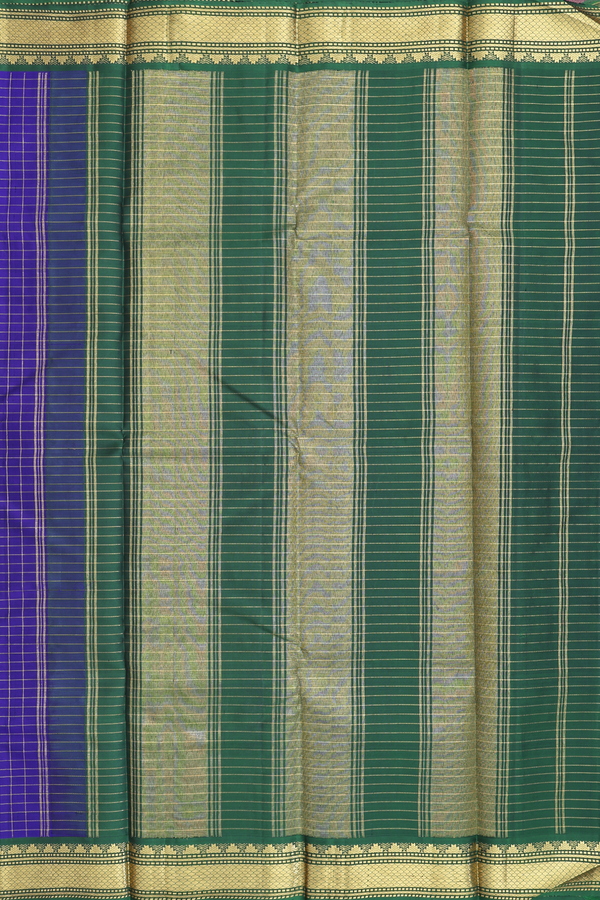 Kanchipuram Silk Saree In Royal Blue With Checks Design