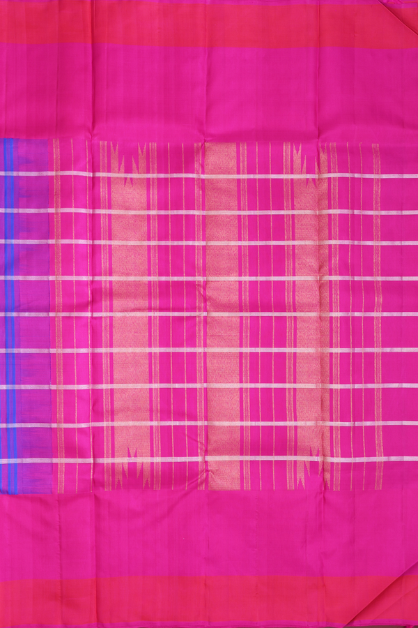 Kanchipuram Silk Saree In Royal Blue With Checks Design